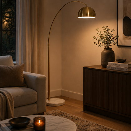 Class Floor Lamp – Gold / Marble White