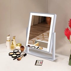 LED Makeup Mirror with Rotatable Base in White