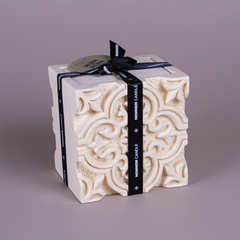 Large Square Jar Full Beige Mango Orchid