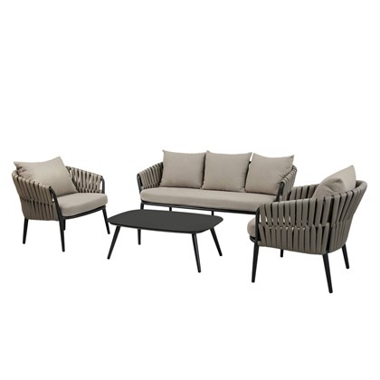 4-Seater Outdoor Sofa Set – Dark Grey & Taupe