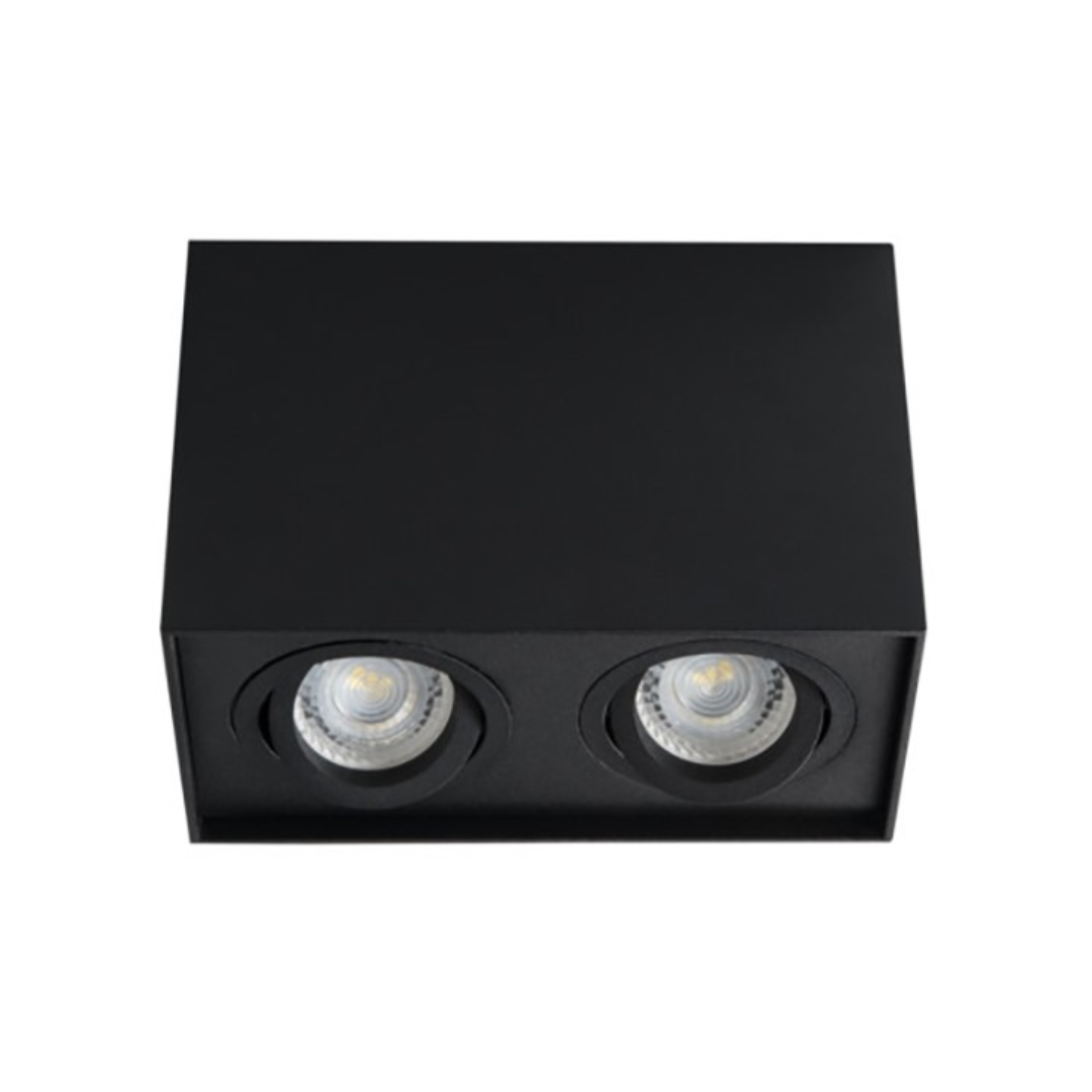 Double Black GU10 Square Spot Light with Swivel