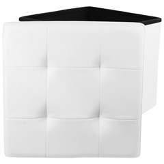 Foldable Storage Pouf in White