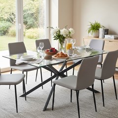 Dining Table 180x90x75cm - Black Glass