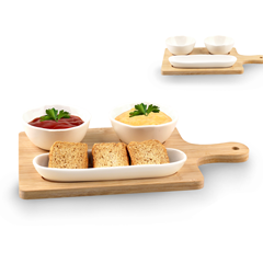 Appetizer Set - Bamboo and Bone China Bowls - 21.5cm x 15.5cm