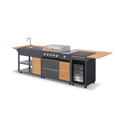 Outdoor Kitchen 3 in 1 with Fridge,  Chef Worktop and Grill