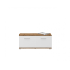 Bench/Shoe Cabinet 2 Doors – Alpine White & Oak Wotan