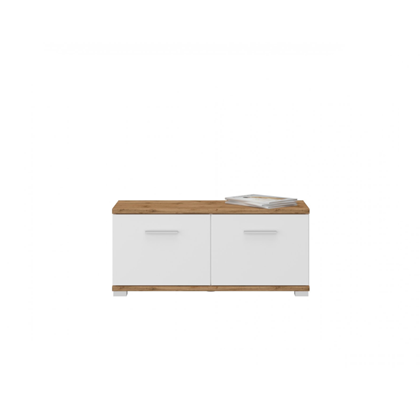 Bench/Shoe Cabinet 2 Doors – Alpine White & Oak Wotan