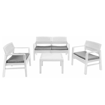 Sofa Set White With  Grey Cushion