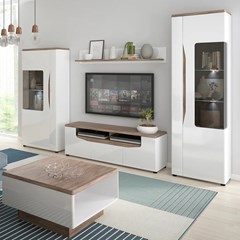 TV Unit 2D1S - White & Oak