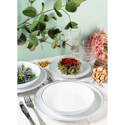 18 Pcs Dinner Set – Silver Rim