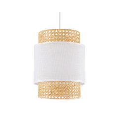 Boho White Pendant Lamp – White & Straw