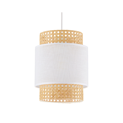 Boho White Pendant Lamp – White & Straw