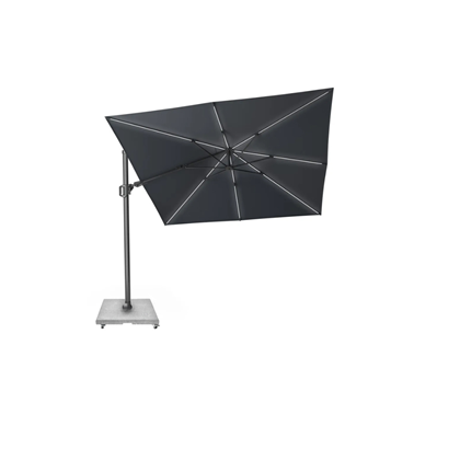 Set Parasol Anthracite Glow 300x300 with LED Light & Base 90Kg Grey Granite