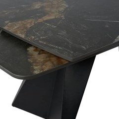 Extendable Dining Table - Black-Gold Ceramic Top 165 x (40 +40) x 90 x76 cm