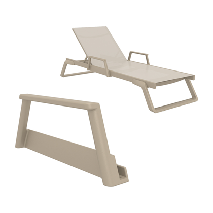Sun Lounger with Armrests - Taupe