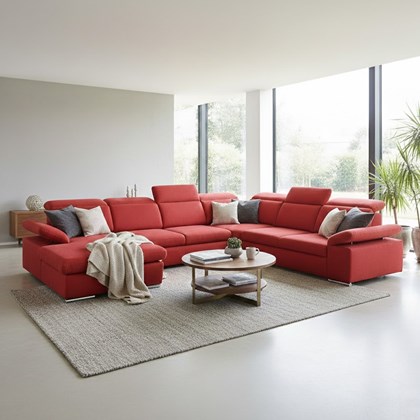 Corner Sofa Bed with Chaise Left 356M – Red