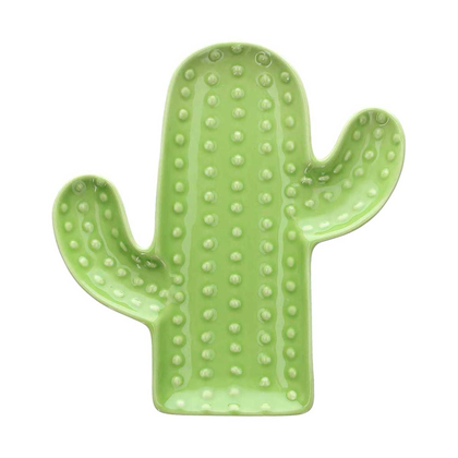 Light Cactus Plate 20x19h2 Pachy Stoneware Green