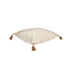 Cushion with Pompons – Beige & White