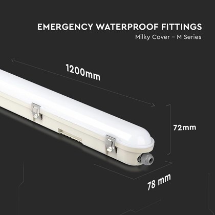 LED Waterproof Fitting 1500mm 48W 4000K Emergency Kit