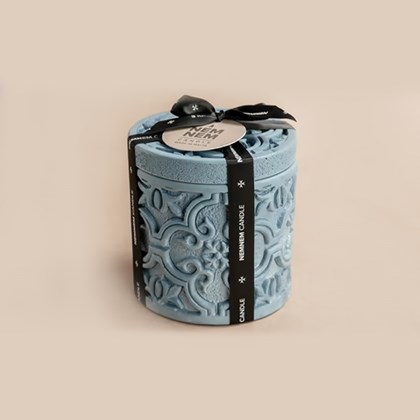 Maltese Tile Large Cylinder Jar Blue Creme Caramele