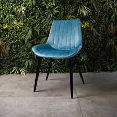 Velvet Covered Seat with Black Metal Legs