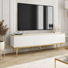 TV Unit with Gold Legs 175 – White