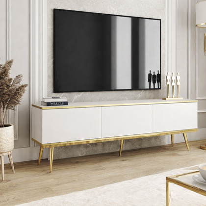 TV Unit with Gold Legs 175 – White