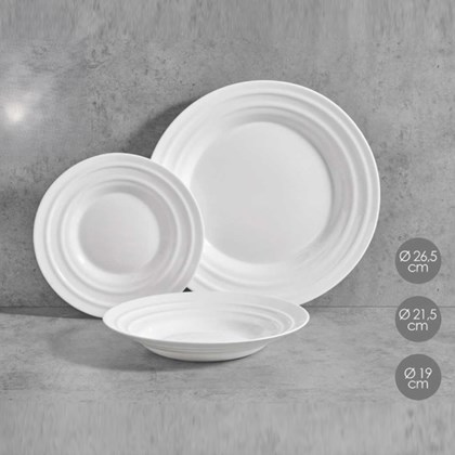 Set Dinnerware Opal Waves – White (18 Pieces)