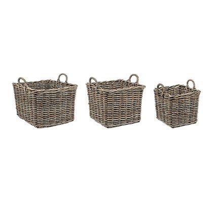 Set of 3 Square Rattan Baskets
