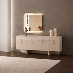 Console With Mirror – Sand Beige
