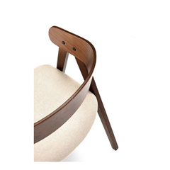 Walnut Dining Chair - Light Beige Fabric