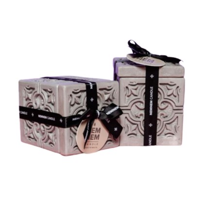 Maltese Tile Small Cube Candle Jar - Gray Mango Orchid
