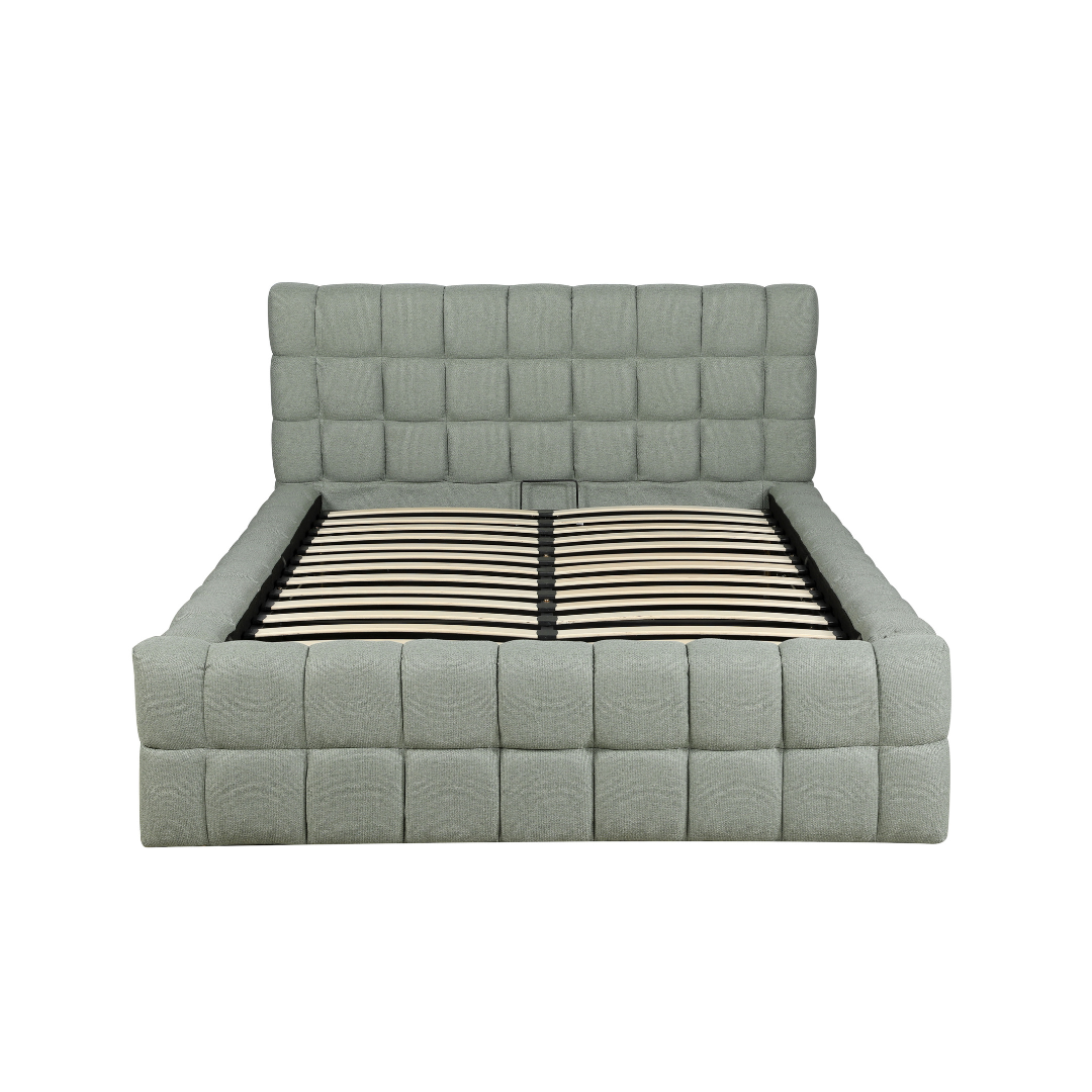 Upholstery Bed with Gaslift – Green