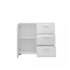 Sideboard 1 Door 3 Shelves – Alpine White & PVC White Gloss