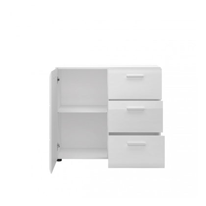 Sideboard 1 Door 3 Shelves – Alpine White & PVC White Gloss