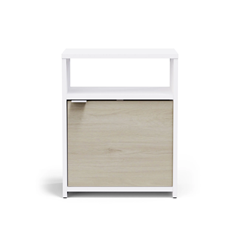 1-Door 1-Drawer Bedside Chest – Matt White & Oak