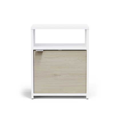 1-Door 1-Drawer Bedside Chest – Matt White & Oak