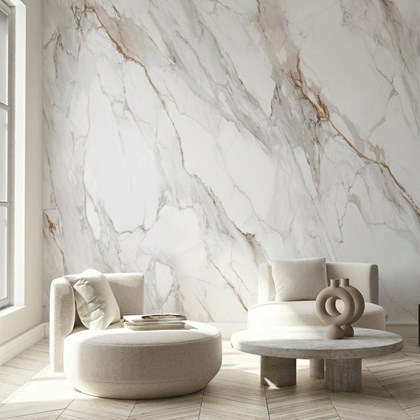 Decorative Wall Panel 1220x2600x8mm - Marble Tiles Texture Calacatta Lux