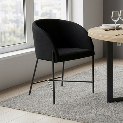 Dining Chair Black Microfiber