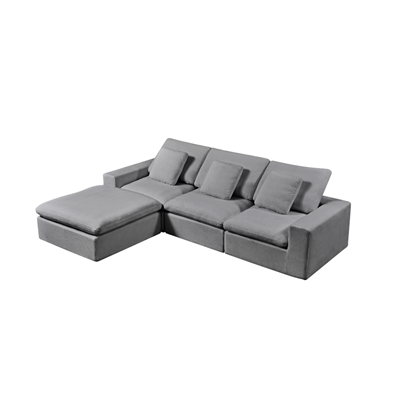 Modular Sofa Set With Left Arm Seat, Right Arm Seat, Armless Single Seat & Ottoman