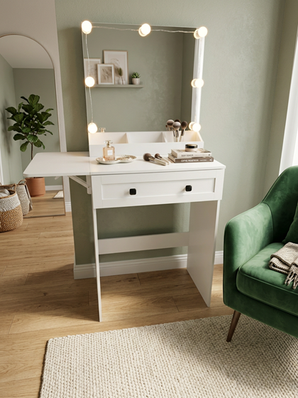 LED Dressing Table with Melamine USB Socket  60x140 – White
