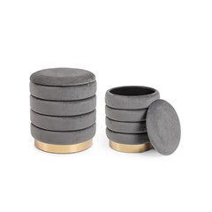 Darina Grey Set of 2 Pouf With Container