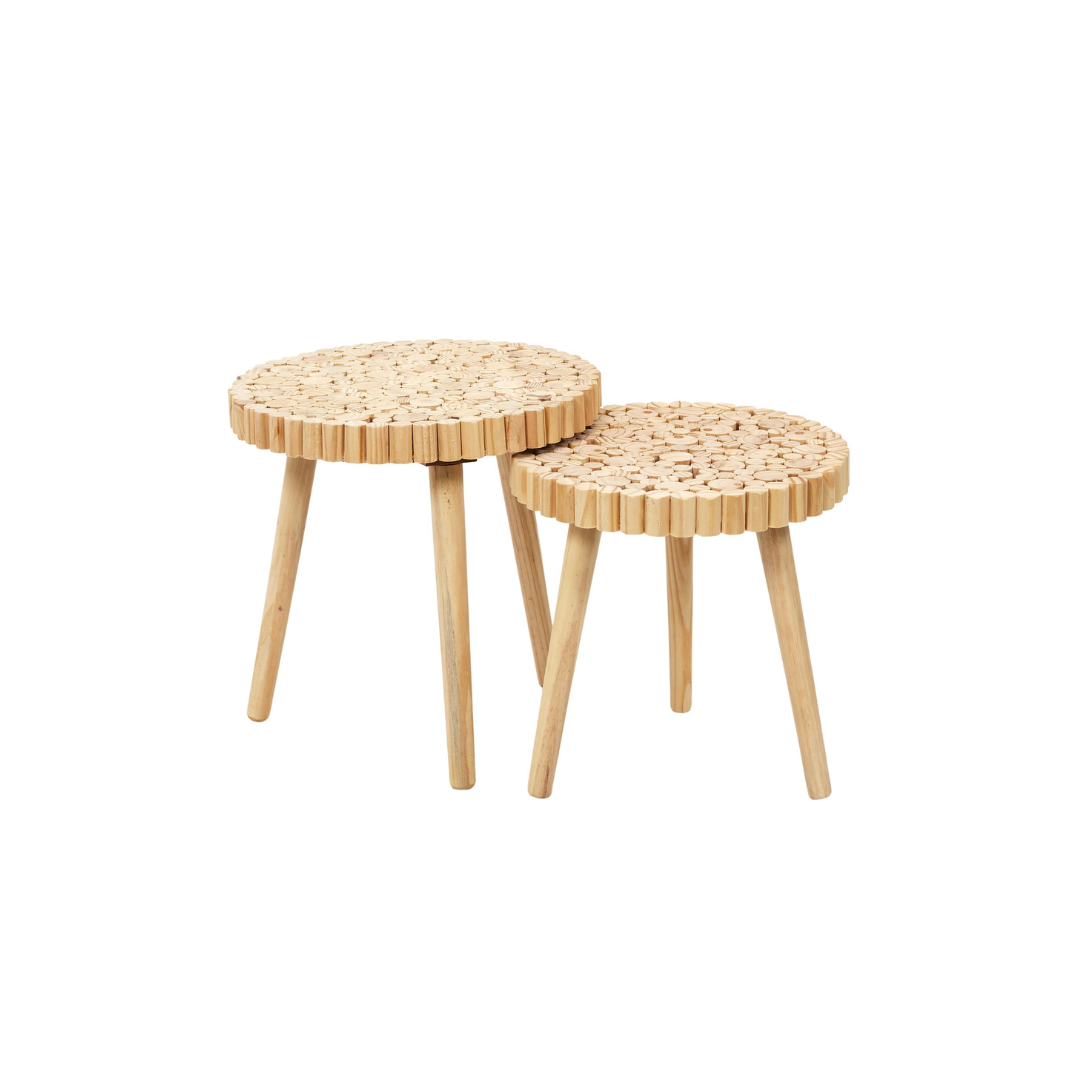 Set of 2 Coffee Tables – Natural Wood & Pine