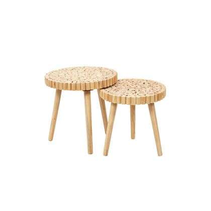 Set of 2 Coffee Tables – Natural Wood & Pine