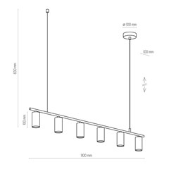 Logan Black Hanging Lamp 6 Panels