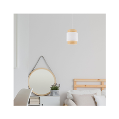Boho White Pendant Lamp – White & Straw
