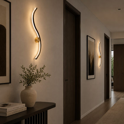 Gold & Sandy Black Aluminium Wall Lamp