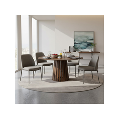Dining Table with Walnut Chair – Light Grey & Walnut