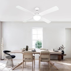 Valencia Matte White Ceiling Fan with Light