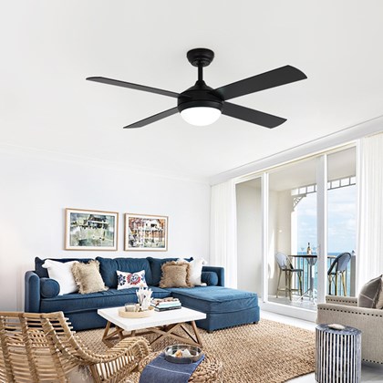 Victoria Matte Black Ceiling Fan with Light